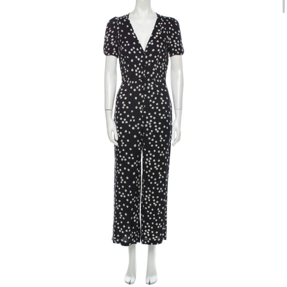 Reformation Floral Print Plunge Neckline Jumpsuit Size 4